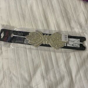 Pink pewter, hair band fancy with rhinestones, white and silver